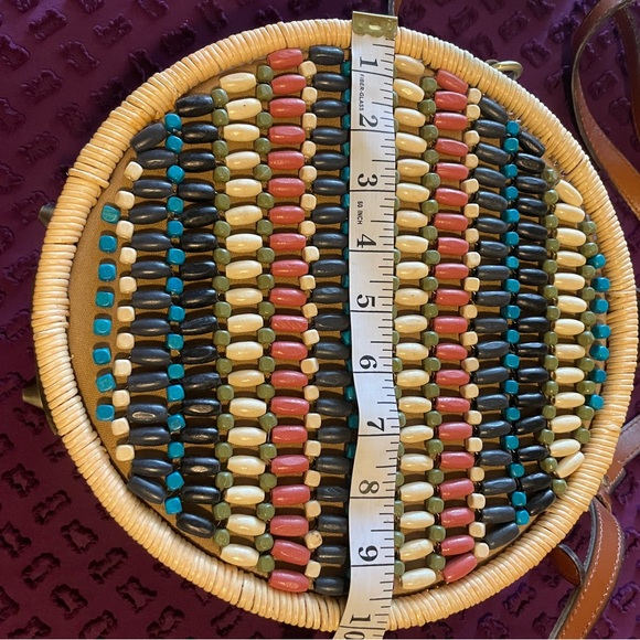 Patricia Nash Round Wood Beaded Rattan Bag - Picture 8 of 8